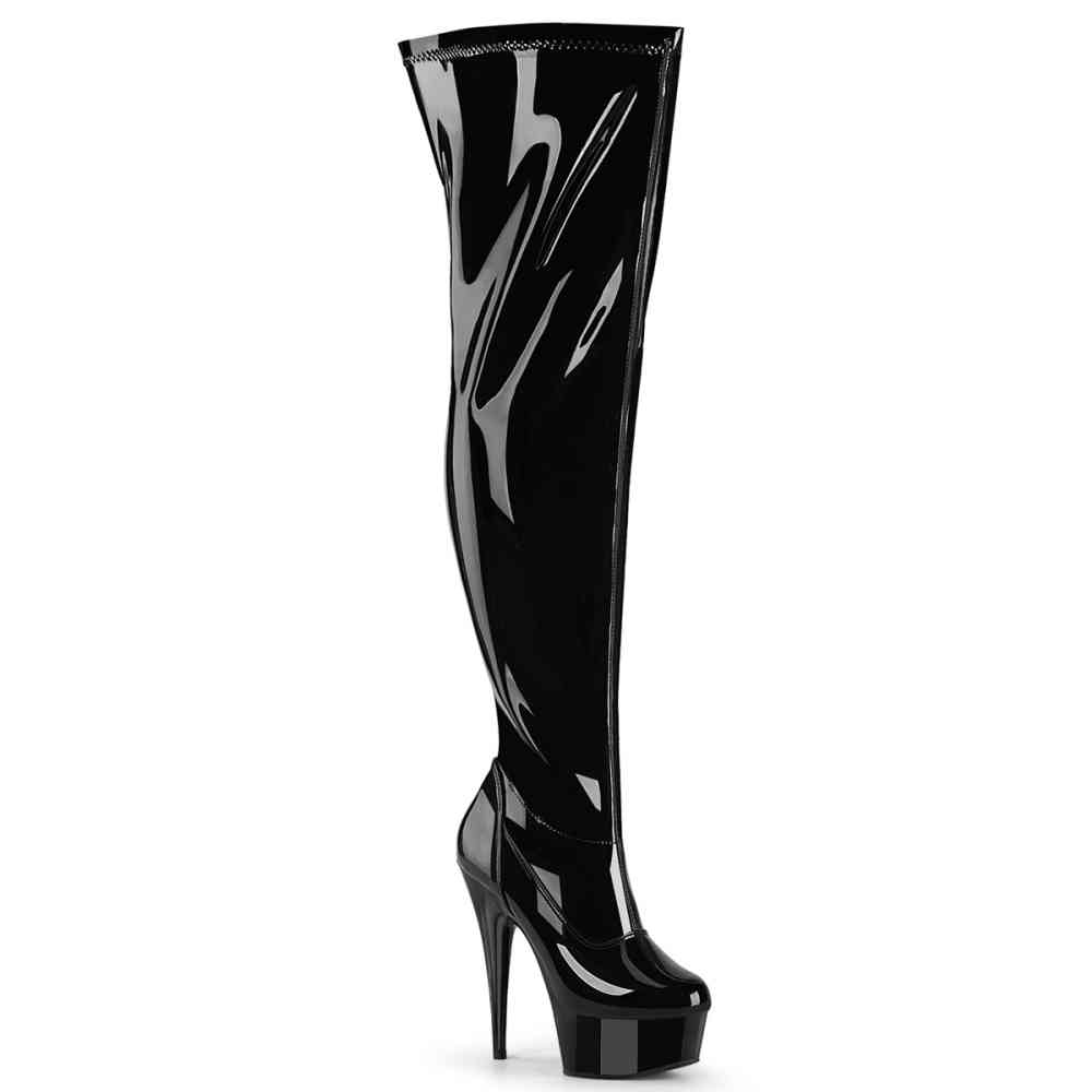 Pleaser - DELIGHT3000WCF Platform Overknee Boots - Black